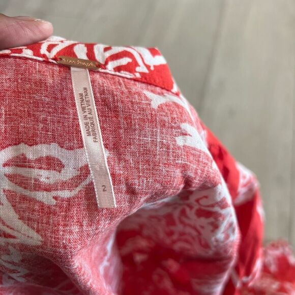 Free People A Thing Called Love Floral Linen Blend Mini Dress Size 2 Red Orange - Picture 5 of 9